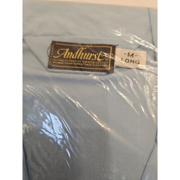 Mens VTG Unused Med Long Andhurst Blue Navy Pajamas Long Sleeve Poly /Cotton NOS - Picture 4 of 7